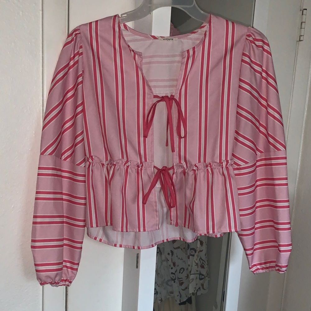 Sunday Pink and Red Striped Blouse